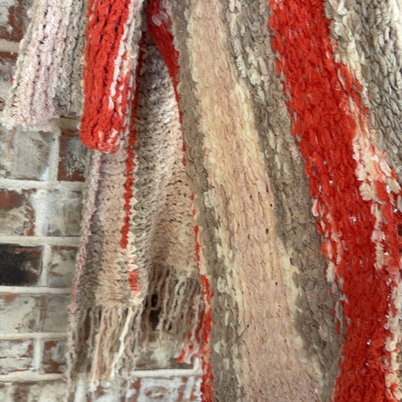 Free People Desert Daze Orange and Cream Chunky Knit Cardigan - Picture 7 of 13